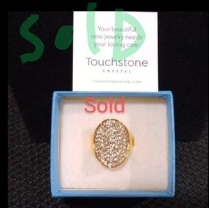 Touchstone Crystal NIB Golden Bling Ring sz 7